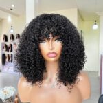 Super Double Drawn Vietnam Pixie curls fringe wig factory made  human hair