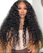 4x4 Lace Glueless Water curls Pre-plucked And Pre-Bleached Wear and Go Wig  human hair
