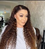 Super Double Drawn 13×4 Full lace frontal Highlights Deepwave Pre-Bleached Pre-cut Glueless wig - Image 5