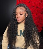 Super Double Drawn 13x4 Swiss lace Water curls Pre-plucked And Pre-Bleached Human hair wig Factory made wig - Image 2