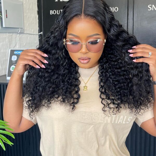 Double drawn Water curls 4x4 full closure Glueless Wear and Go Wig  Human hair
