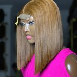 10 INCH SUPER DOUBLE DRAWN VIETNAMESE BONESTRAIGHT HONEY BROWN KIM K CLOSURE WIG