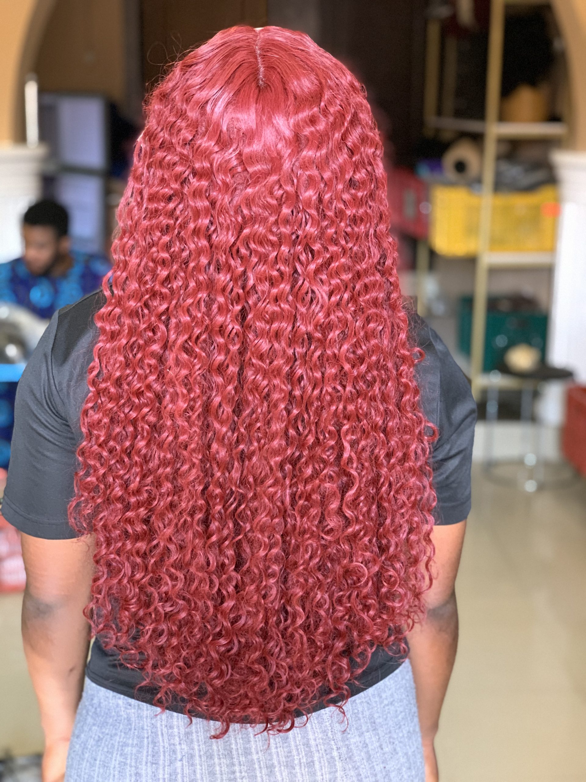 IMG_E5750 26 Inch WINE T-FRONTAL WATER CURLS WIG HAIR BLEND - Image 1
