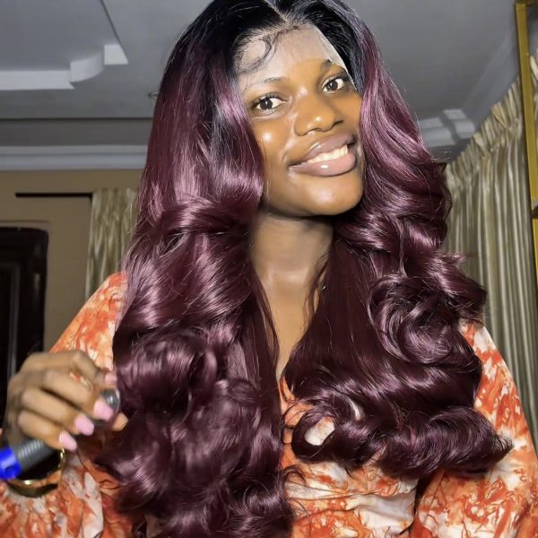 24inch HDLACE BURGUNDY VERA BOUNCE FRONTAL WIG